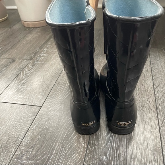 Sperry Topsider Quilted Rubber Rain Boot NELLIE women’s size 8 black - Picture 8 of 12